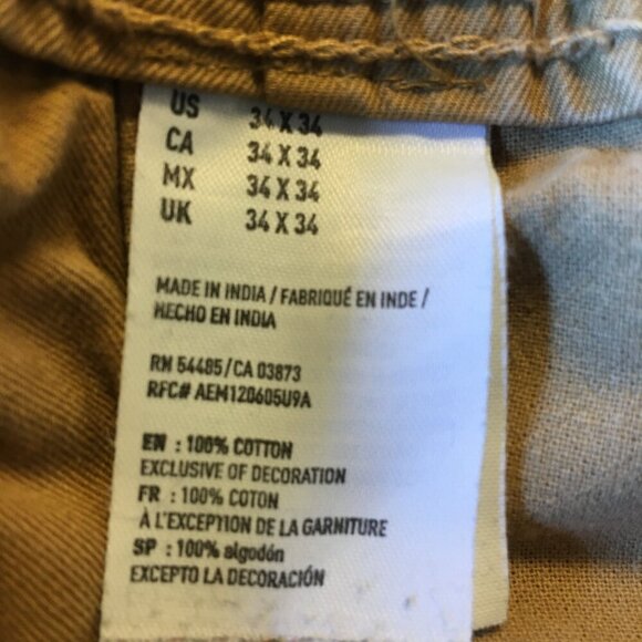 American Eagle Pants Mens Sz 34 Tan Relaxed Straight Fit Lightly Distressed - Picture 11 of 12